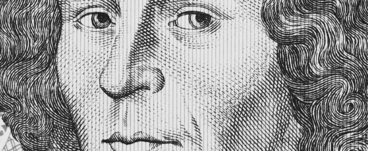 Fragment portretu Mikołaja Kopernika z banknotu NBP